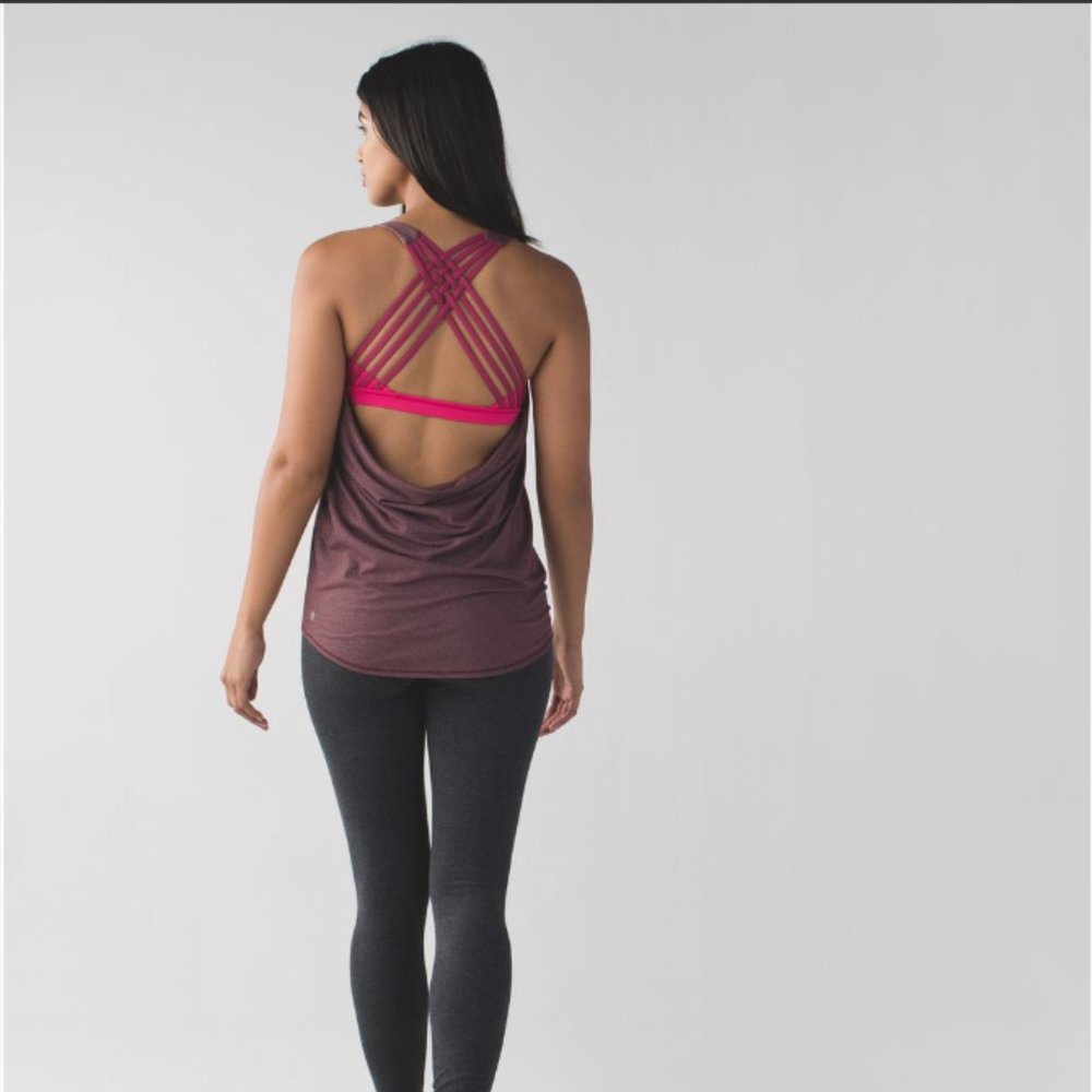 Lululemon Wild Tank Heathered Bordeaux Drama/Bon Bon Wee Stripe Bordeaux Drama 6 - Picture 4 of 16